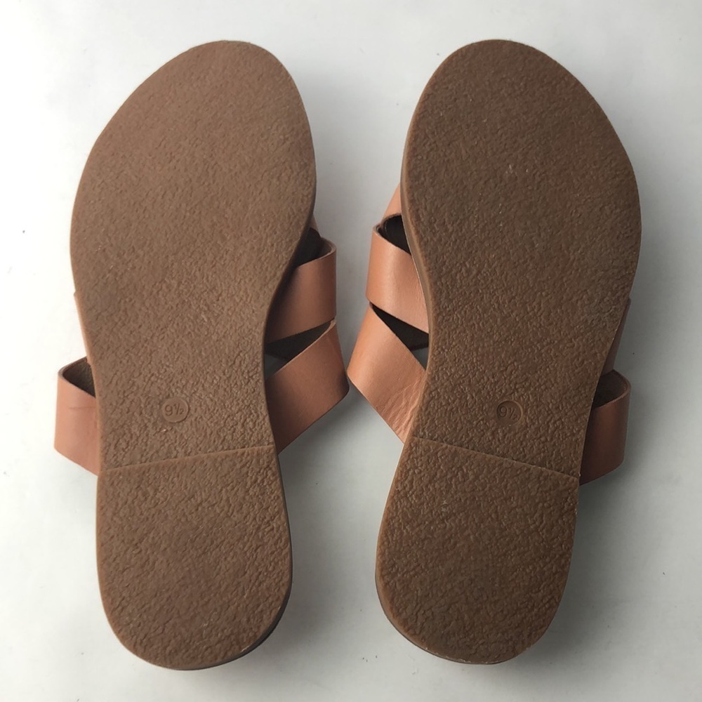 Madewell Cognac Brown Leather Crisscross Slide Sandals - Picture 11 of 11